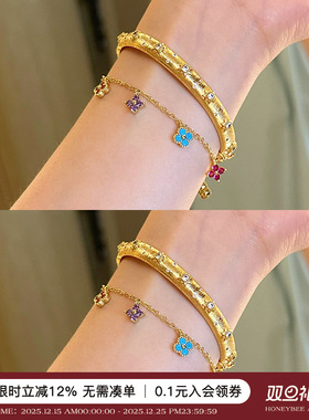 复古拉丝手镯贵气金色高级感手环