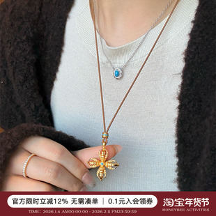 【新款88折】蜜蜂妈手作 双面镂空绿松十字金刚杵项链小众毛衣链