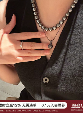 倪妮同款大溪地色黑珍珠项链女