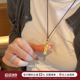 蜜蜂妈手作 小众设计感碎冰冰小金条项链女爆闪气质高级毛衣链