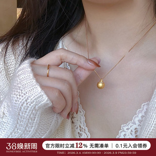 蜜蜂妈手作 有求必应 古法磨砂点钻小金球吊坠项链女叠戴锁骨链