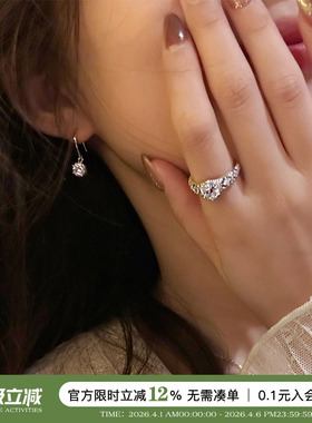 蜜蜂妈925银布布风蕾丝镂空钻戒