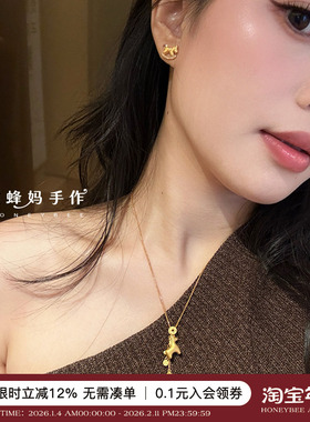 金币流苏小马吊坠项链女毛衣链