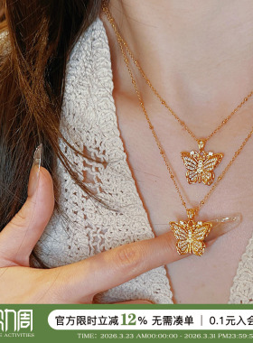 蜜蜂妈手作双层蝴蝶项链高级感