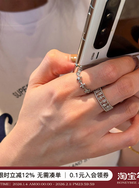 蜜蜂妈双色音符露珠镂空戒指女