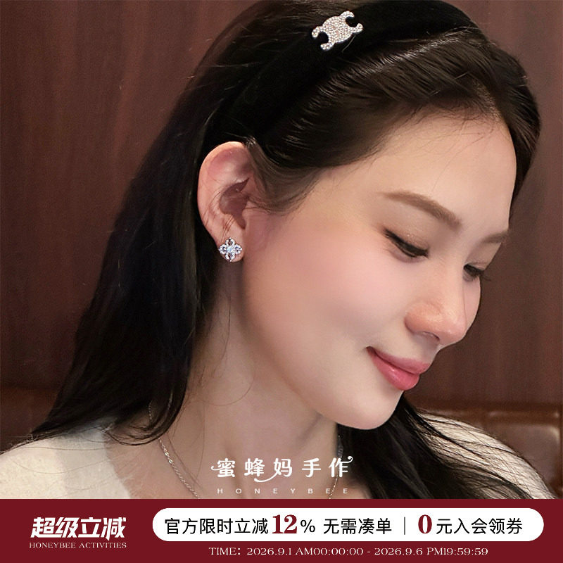 高级感银色金刚杵耳钉女小众设计图片