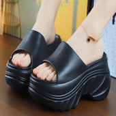 新款 9cm厚底拖鞋 女夏外穿高级感凉拖鞋 增高踩屎感软底防滑显瘦拖
