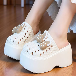 网红踩屎感凉拖鞋 时尚 防滑外穿沙滩 女夏居家韩版 8.0高跟包头拖鞋