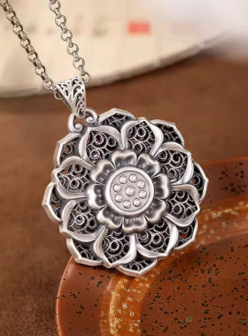 莲花金刚杵999足银复古吊坠文艺