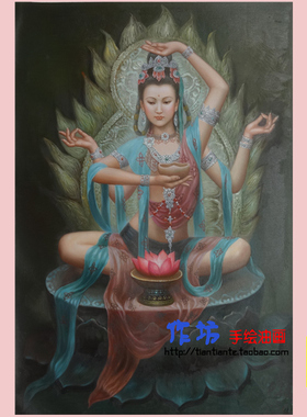成品四臂观音玄关立体画手工定制