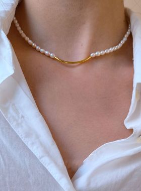 淡水珍珠925银锁骨链女简约气质