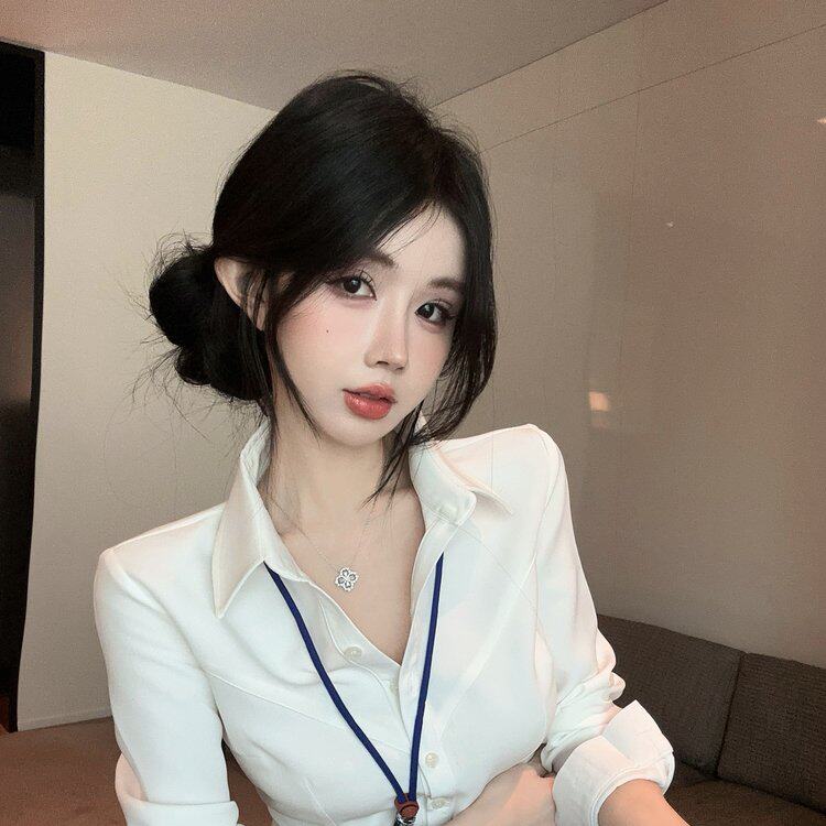 纯欲收腰长袖白衬衫女性感收腰修身衬衣OL制服职业工作服