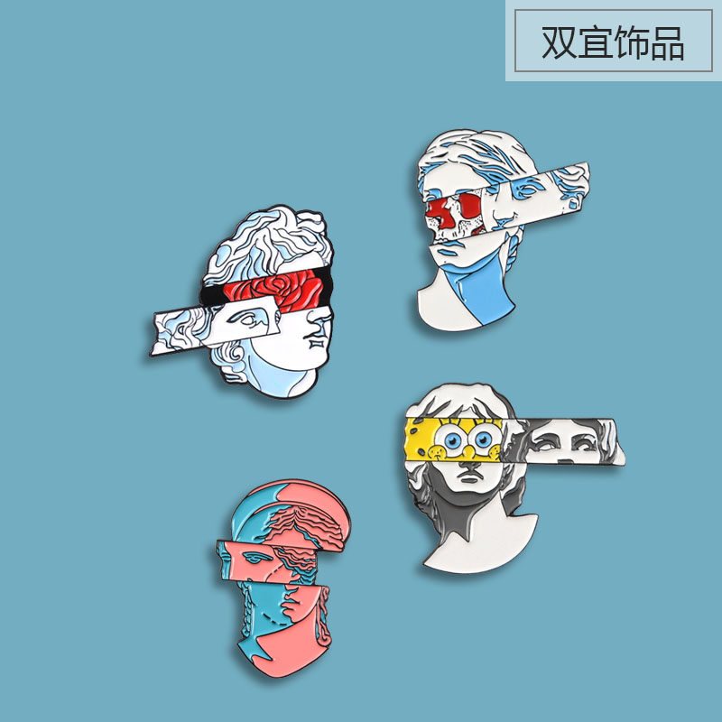 人体艺术雕塑徽章 创意人物头像个性ins潮 卡通金属胸针 百搭别针