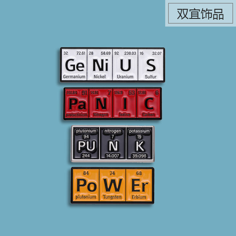 学生创意化学元素字母单词徽章