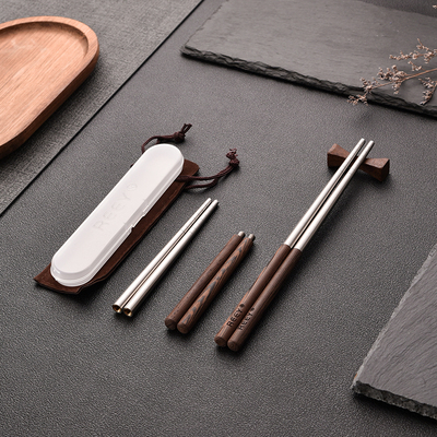 REEY鸡翅木便携筷子304钢抗菌筷