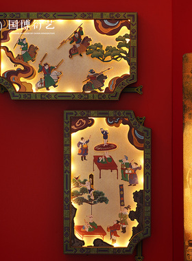 中国国家博物馆宪宗元宵行乐图木质活动亮灯冰箱贴装饰摆件创意
