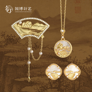 饰品卢沟晓月胸针精致耳钉时尚 中国国家博物馆新中式 创意生日礼物
