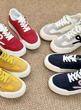 鞋有亿 2025秋冬新款红色厚底德训鞋女款小众设计复古港风板鞋子