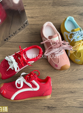 鞋有亿 2025秋冬新款红色百搭韩系鞋子女款时尚休闲阿甘德训鞋