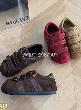 鞋有亿 2025秋冬新款红色低帮百搭复古韩版魔术贴女时尚休闲板鞋