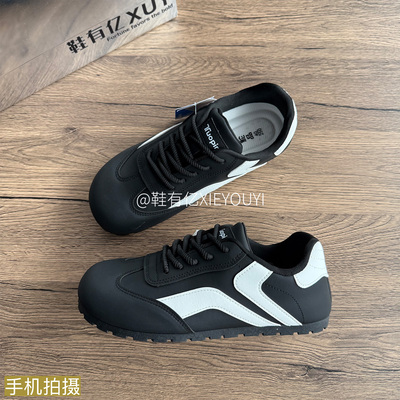 鞋有亿 2025秋冬新款黑色百搭休闲鞋子男女款鮀品小众板鞋德训鞋