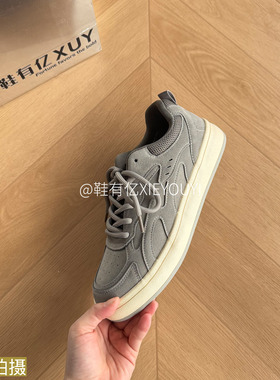 鞋有亿 2025秋冬新款灰色潮流帆布鞋厚底透气男鞋休闲板鞋男士潮