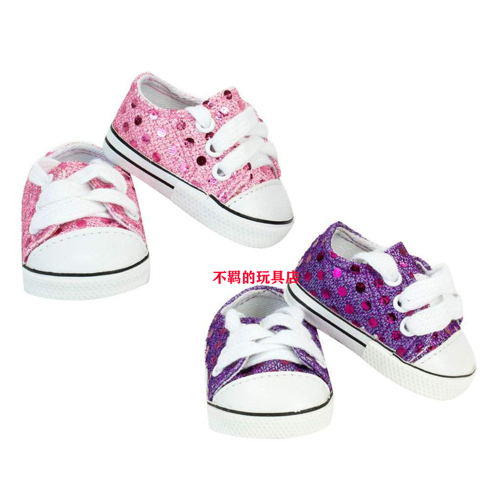 时尚板鞋帆布鞋亮片鞋子适合18寸美国女孩AG 46cm偶季OG娃娃