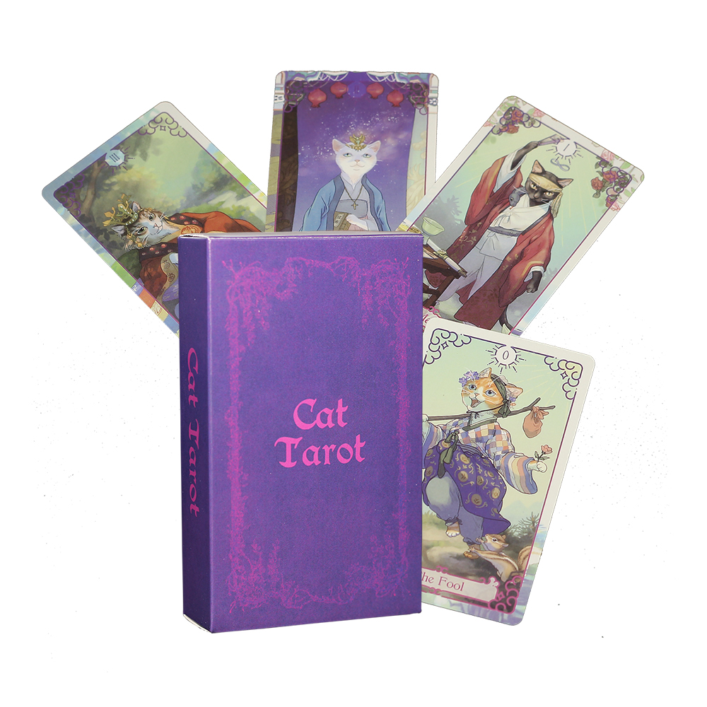 紫霞猫咪塔罗牌标准尺寸卡罗牌 purple cat tarot 12X7cm-封面