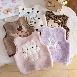 加绒保暖上衣潮 洋气宝宝坎肩背心儿童冬季 女童马甲秋冬款 2025新款