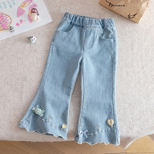 女童牛仔裤春秋款2026新款儿童春装女孩喇叭裤女宝宝裤子春季外穿