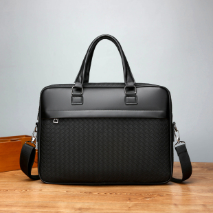 包邮 方形质感编织纹潮大容量防水 手提包商务公文包横款 维鲁斯男士