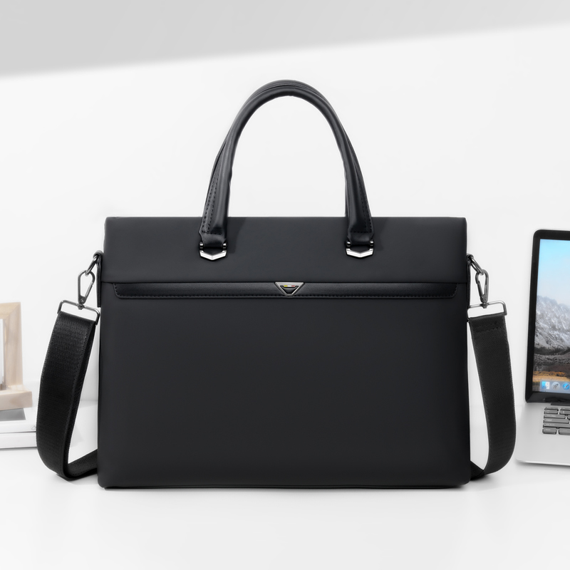 质感男士手提包横款方形商务公文包时尚简约大容量防水斜挎包包邮