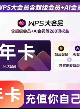 WPS AI大会员12个月 WPS大会员年卡WPS超级会员超级pro会员年卡