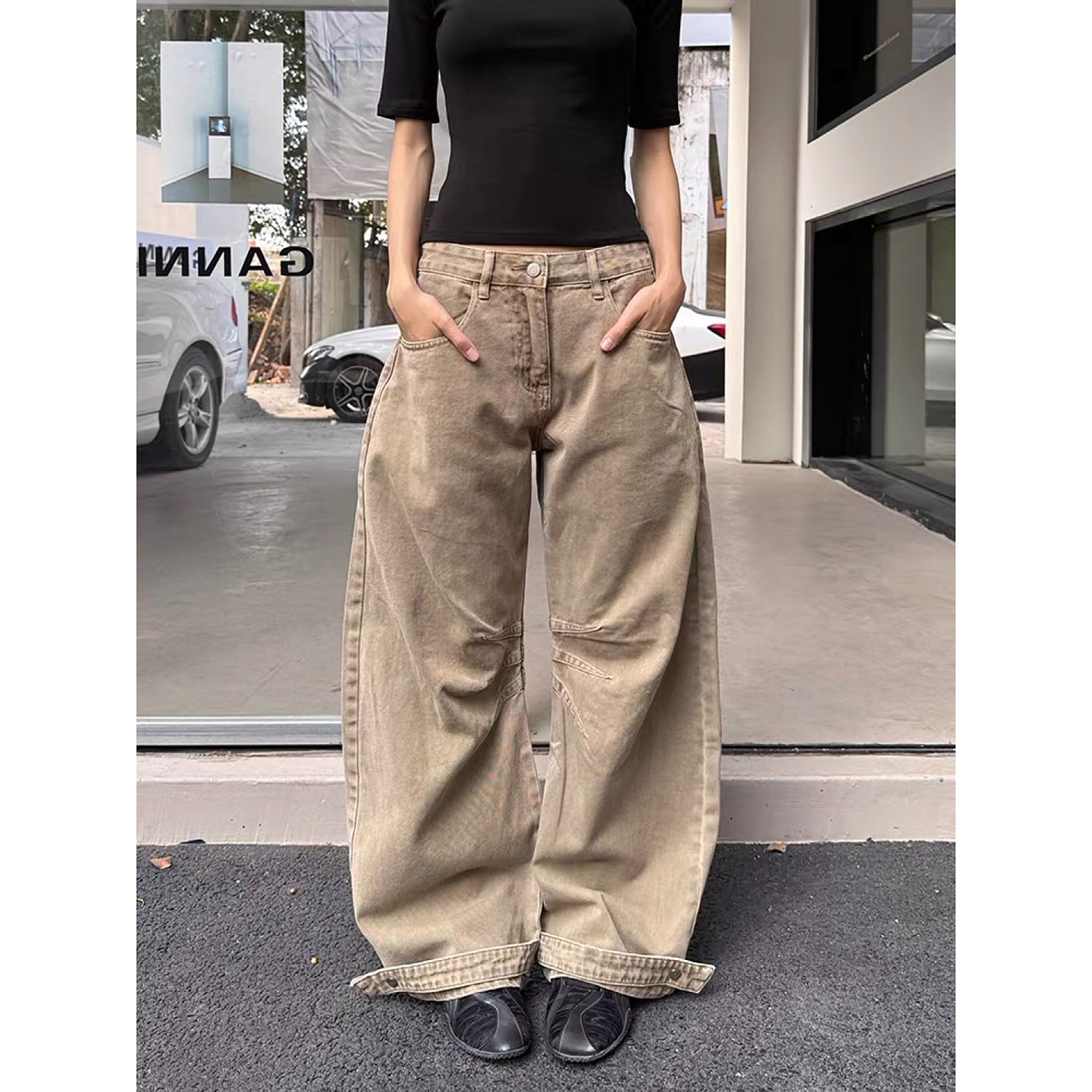 大码美式复古解构褶皱弯刀牛仔裤男女高街宽松阔腿垂感拖地休闲裤,女装/女士精品,大码裤装,淘宝优惠券,粉丝福利购,淘宝优惠卷