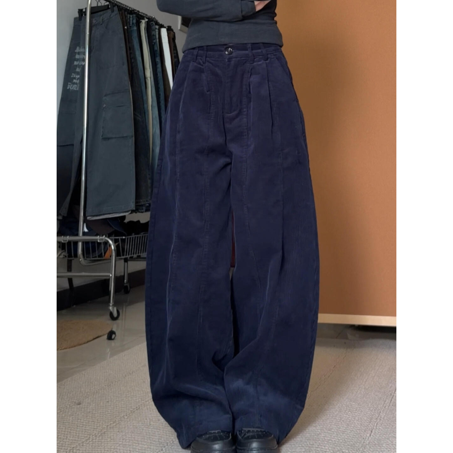 美式vibe大码复古水洗灯芯绒阔腿裤女街头宽松显瘦垂感褶皱休闲裤,女装/女士精品,大码裤装,淘宝优惠券,粉丝福利购,淘宝优惠卷