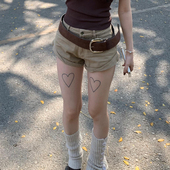 辣妹百搭显瘦a字热裤 大码 女2025夏季 新款 美式 复古卡其色牛仔短裤