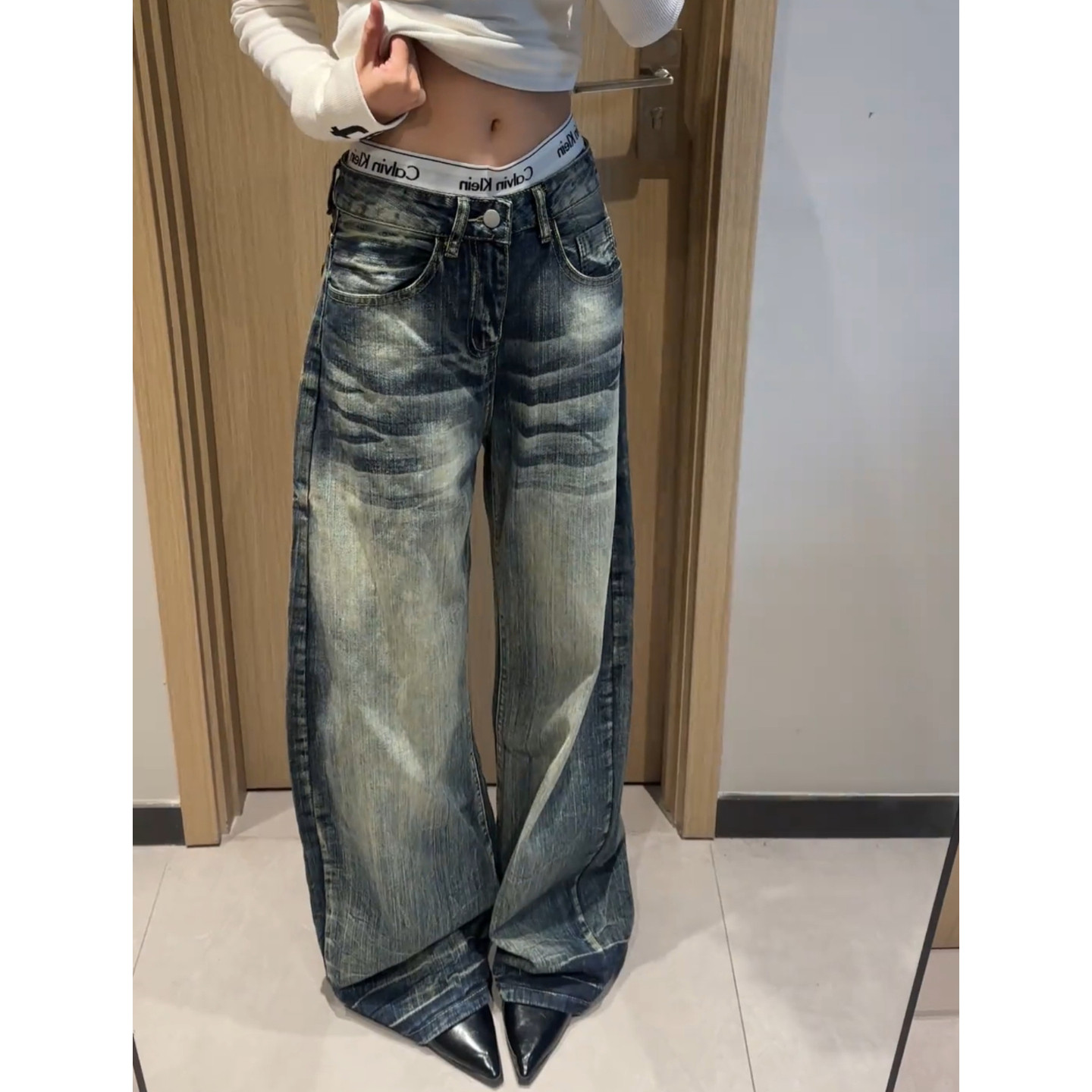 大码美式复古水洗猫须弯刀牛仔裤女2026新款街头辣妹宽松垂感长裤,女装/女士精品,大码裤装,淘宝优惠券,粉丝福利购,淘宝优惠卷