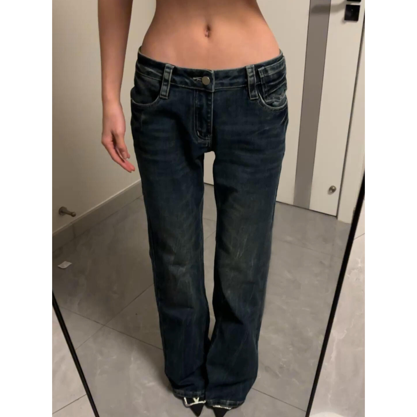 大码美式复古水洗低腰牛仔裤女2026新款高街宽松显瘦直筒坠感长裤,女装/女士精品,大码裤装,淘宝优惠券,粉丝福利购,淘宝优惠卷