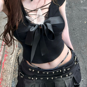 辣妹铆钉设计感牛仔半身裙女夏季 大码 美式 高腰a字显瘦百褶裙短裙