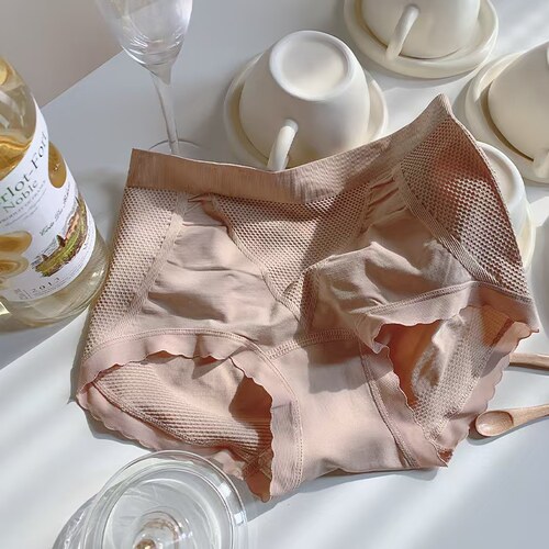 玲珑计中腰内裤女高弹不卷边