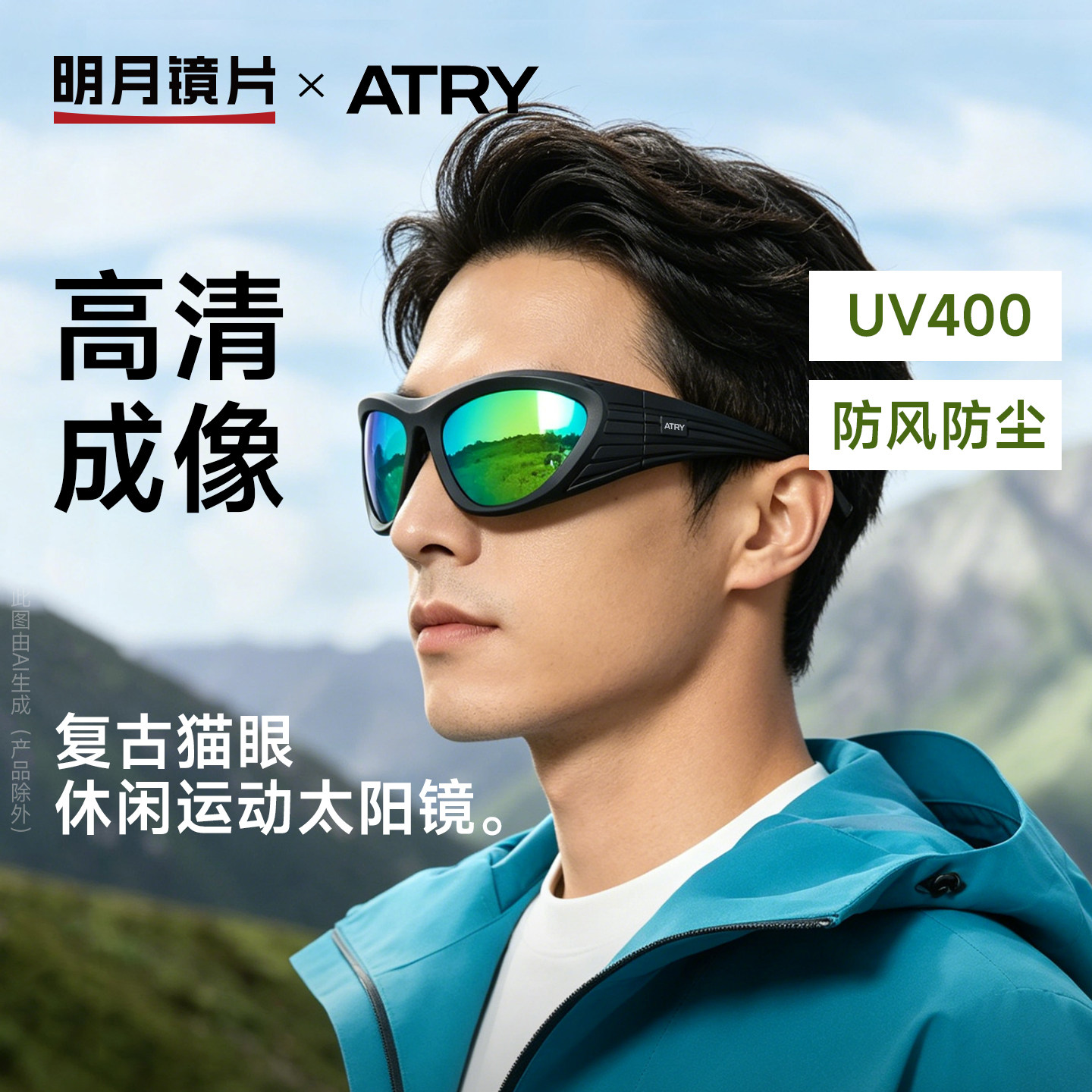 明月ATRY运动眼镜男钓鱼防紫外线防晒户外太阳眼镜墨镜女GLINTS图片
