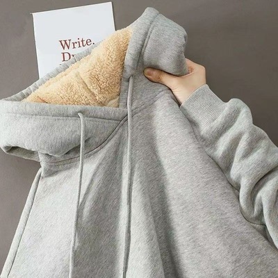羊羔绒保暖卫衣男冬季加