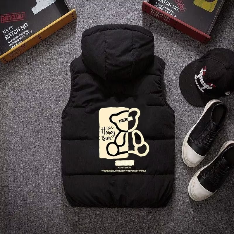 连帽马甲棉服男生秋冬保