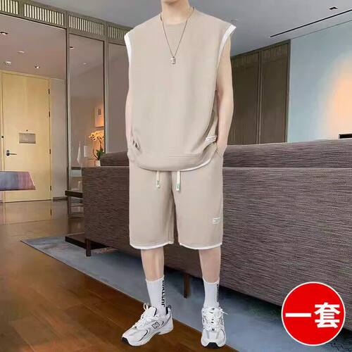 冰丝无袖套装男士夏季202