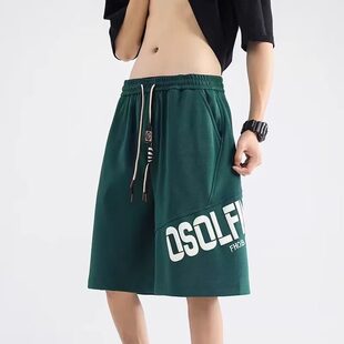 夏季新款男装宽松印花休闲短裤街头风字母时尚潮流五分裤男士沙滩