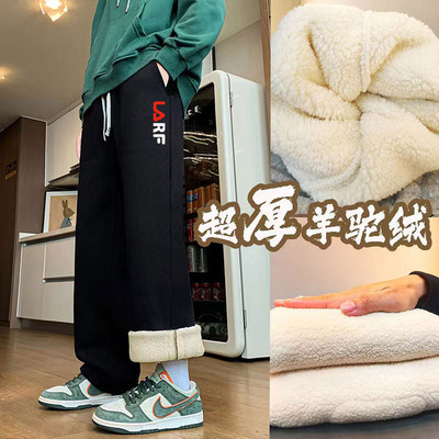 羊羔绒直筒裤男冬季加厚