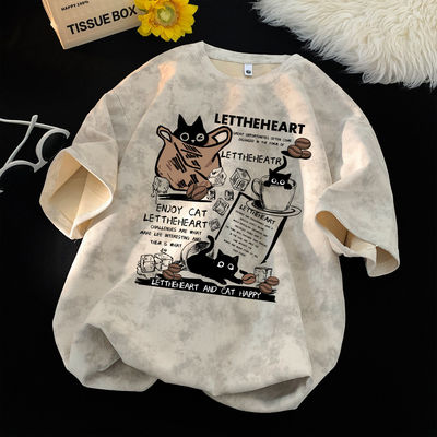 美式扎染短袖t恤男生夏季