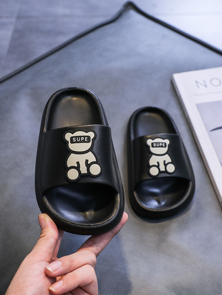 儿童拖鞋家居室内防臭防滑eva材质男童女孩冬软底小孩黑色中大童