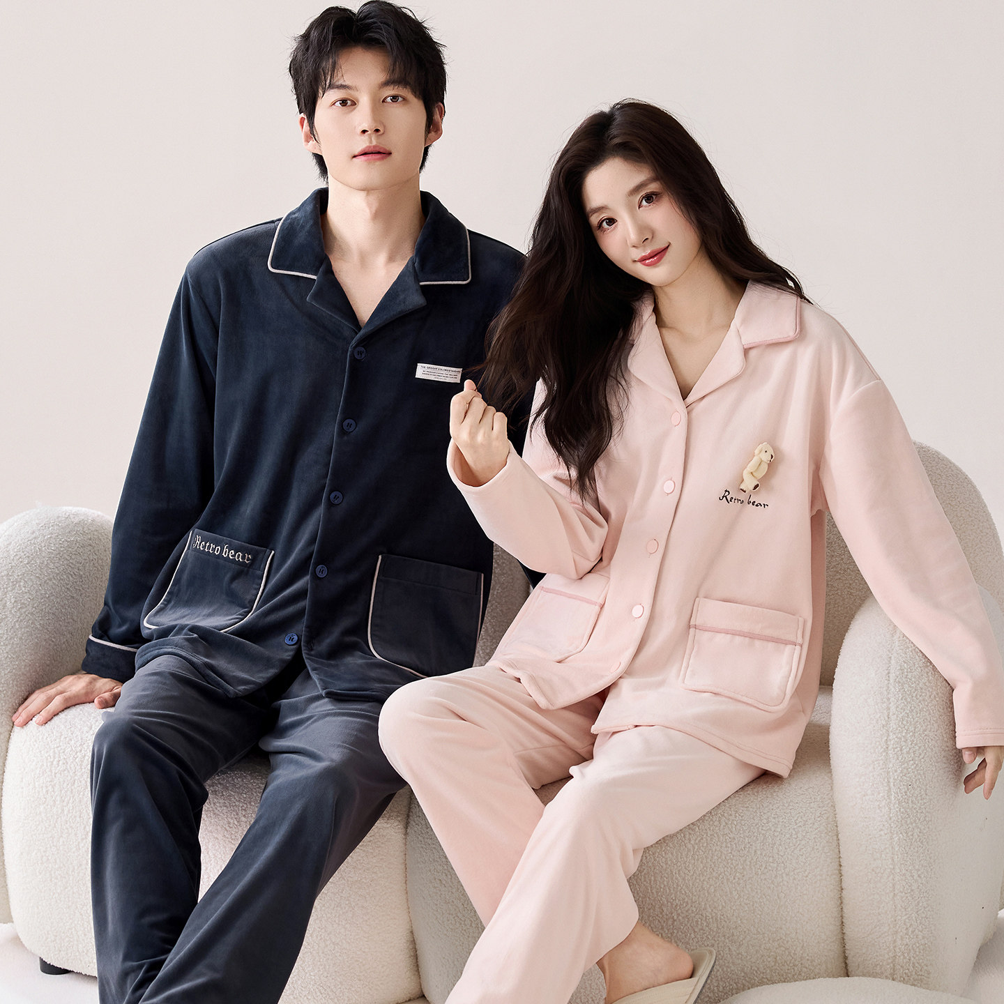 珊瑚绒男女套装可外穿家居服冬天