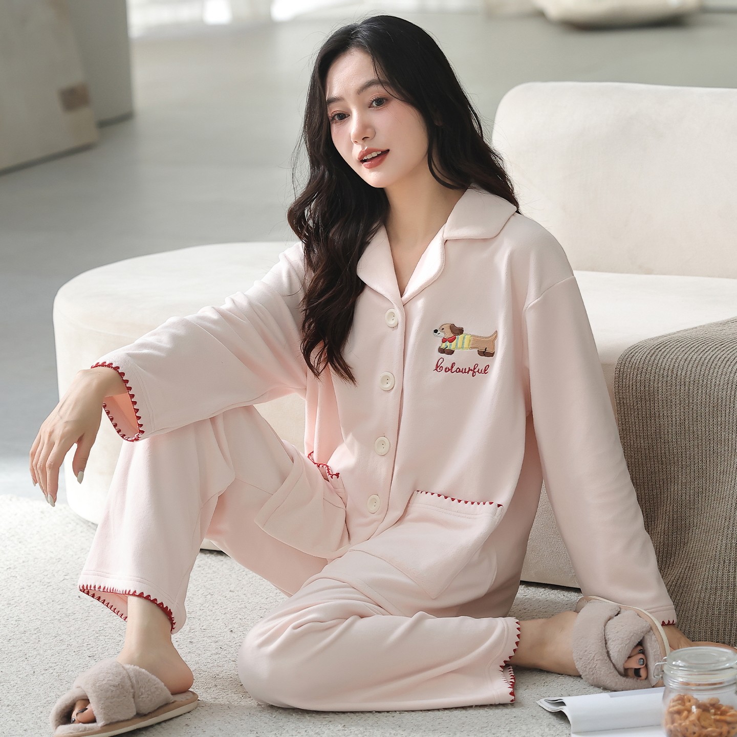 新款小狗可爱家居服珊瑚绒秋冬款